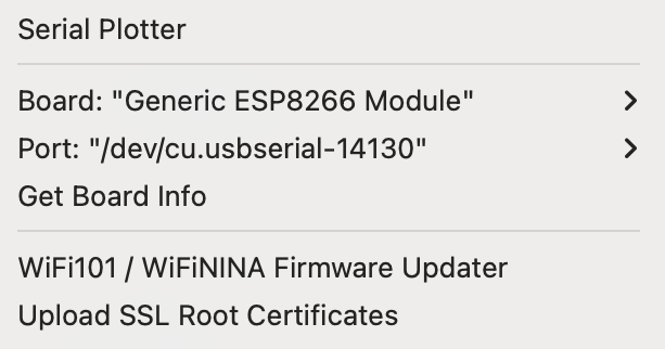 Einstellungen für ESP8266 Verbindung